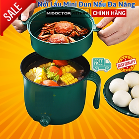 Nồi Lẩu Điện Mini Kiêm Nấu Cơm Đa Năng Chống Dính 1.8L - Hàng Chính hãng miDoctor