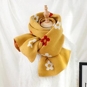Khăn len quàng cổ mùa đông cao cấp khăn len dệt kim dày, mềm, ấm họa tiết hoa trẻ trung xinh xắn size 190*35cm - Mã LE19