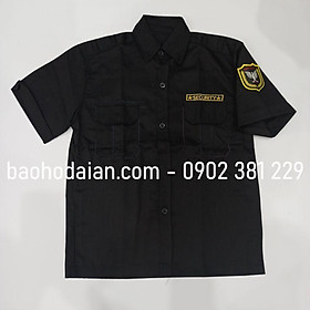 Áo đồng phục bảo vệ, vệ sĩ màu đen kèm logo tay và ngực