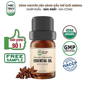 Tinh Dầu Hồi Nguyên Chất Hữu Cơ MỘC THỦY 100ML - Star Anise Essential Oil - Khử Mùi Xông Thơm Phòng, Thư Giãn - Đạt chuẩn chất lượng kiểm định