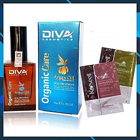 Tinh dầu dưỡng tóc DIVA Cosmetics Argan Oil 50ml + Cặp dầu gội xả gói Karseell Maca siêu mượt 15mlx2