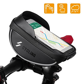Túi gắn điện thoại với màn hình cảm ứng không thấm nước đặt trước Khung xe đạp