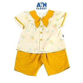Bộ quần áo Lửng bé gái họa tiết Dâu Vàng cotton - AICDBGWGTBE5 - AIN Closet