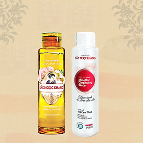 Combo 2 món Sắc Ngọc Khang Nước hoa hồng 145ml-Nước tẩy trang 145ml