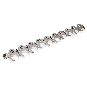 10 Pieces Drive 10-19mm Metric  Nut Crowfoot Hex Wrench Set Silver
