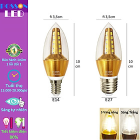 10 Bóng đèn Led 5w quả nhót nến đuôi E14 E27 lựa chọn đui Posson LCP-Ex