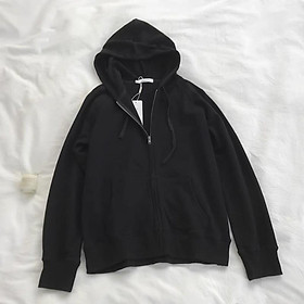 Áo khoác nữ form rộng hoodie có mũ trơn tay bồng có khóa kéo phong cách Hàn Quốc Áo khoác nữ mùa đông YiiL K01