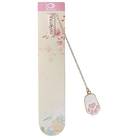 Bookmark Kẹp Sách Kim Loại Phối Charm Hình Chân Mèo