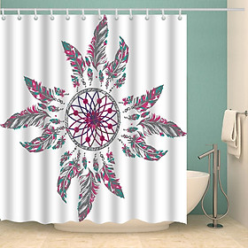 Digital Printing Square Bathroom Shower Curtain w/12 Hooks 180cm x 180cm