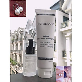 Combo Trắng da, dưỡng ẩm gồm Mặt nạ thải độc Detox Mask và Serum Essence Peptide +Tặng kèm Hoa Tai Ngọc Trai Cực Xinh