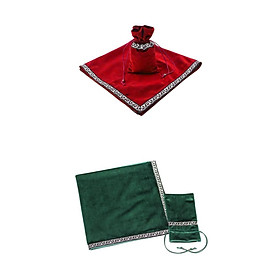 2Pcs Classic Sparkle Pattern Tarot Pouch Velvet Table Cloth Divination