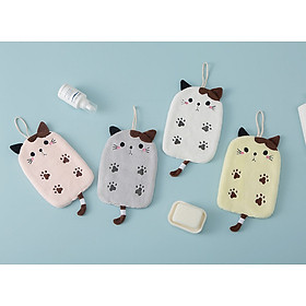 Mua Khăn lau tay lông cừu siêu thấm hình con mèo 17x25 cm màu ngẫu nhiên