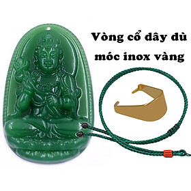 Mặt dây chuyền Phật Đại thế chí đá xanh 2.2 x 3.6cm ( size trung ) kèm vòng cổ dây dù xanh lá + móc inox, Phật bản mệnh - Phật Phổ hiền