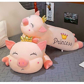 Thú nhồi bông heo đội vương miện princess khủng lồ - Size từ 75cm đến 1m1 - Quà tặng gấu bông heo nữ hoàng êm mịn