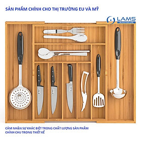 Khay đựng đồ chia ngăn mở rộng bằng gỗ đa năng LAMS