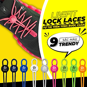 Dây giày thông minh phản quang 3 vạch LiveFit Lock Laces không cần buột I vừa với mọi loại giày I Chất liệu dây Nylon bền chắc với thời gian