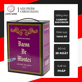 Rượu vang đỏ Pháp Baron De Montes Cabernet Sauvignon 3 lít, 13.5%