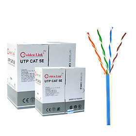 CÁP MẠNG GOLDEN LINK PLUS UTP CAT 5E , đồng nguyên chất (màu trắng sọc xanh, 305m)- Hàng Chính Hãng