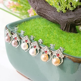 Bông Khuyên Tai Ngọc Trai Tự Nhiên Kiểu nụ trái tim - Trang Sức Cô Tấm - Miss Pearl(6ly) - CTJ6606