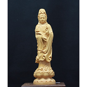 Hình ảnh Tượng gỗ Phật Bà Quan Âm Như Ý- Gỗ Hoàng Dương - mẫu SP002397
