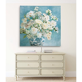 Tranh canvas hoa tĩnh vật hiện đại treo tường, trang trí phòng khách, phòng ăn - Tặng kèm đinh treo tranh chuyên dụng và khung bo ngoài màu trắng