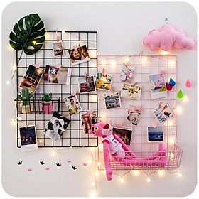 Mua Lưới Sắt Trang Trang Trí Nhà Cửa  Khung Lưới Sắt Treo Ảnh Decor  Giỏ Treo  Kẹp Gỗ  Đèn Led - Tặng Kèm Đinh 3 Chân