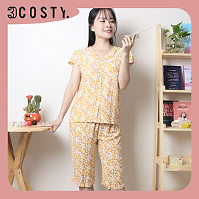 Bộ Đồ Nữ Mặc Nhà, Bộ Đồ Ngủ Tole (Lanh) Cổ Tim Phối Ren Quần Lửng – 3COSTY. A6LBT Nhiều Họa Tiết