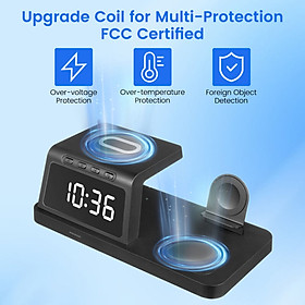 Mua Trạm sạc không dây  đồng hồ để bàn 4in1 Wireless Charger Fast Charging Station