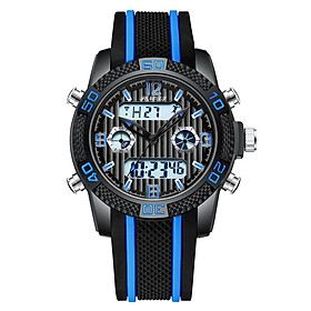 Đồng hồ đeo tay không thấm nước với dây đeo đồng hồ silicone  kỹ thuật số tương tự SENORS dành cho nam-Màu xanh dương