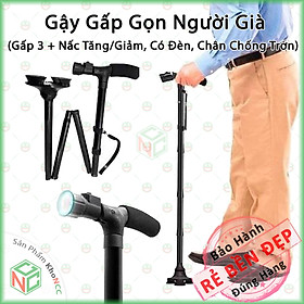 Mua (Tiện Lợi) Gậy Đèn PIN Gấp Gọn KhoNCC Hàng Chính Hãng - Dành Cho Người Già Gấp Chống Trơn Trượt - Hỗ Trợ Người Chân Yếu - Bị Đau - Béo Phì - KPD-1636-GGGNG
