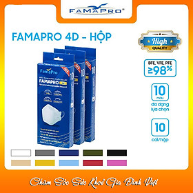 [Chính Hãng] Khẩu Trang Y Tế Cao Cấp Famapro 4D/Chuẩn 4 Lớp/Kháng Virus, Kháng Khuẩn, Lọc Khuẩn, Bụi 98% [Hộp 10 cái