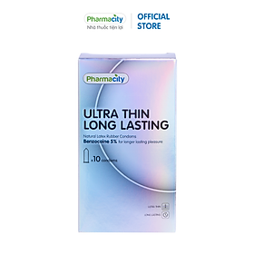 Bao Pharmacity cao su Ultra thin Long Lasting N Hộp 10 cái