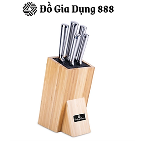 Bộ Dao 5 Món Berlinger Haus BH-2802, Kèm Giá Để Dao Bằng Gỗ, Lưỡi Thép Không Gỉ, Không Giữ Mùi Thức Ăn, Tay Cầm Tiện Dụng, Chống Trượt, Nhập Khẩu Đức, Hàng Chính Hãng