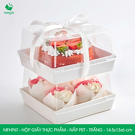 Mua MFHP6T - 14.5x13x6 cm - 100 hộp giấy nắp PET trắng đựng thực phẩm  thức ăn mang đi