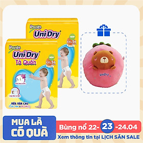 Combo 2 Tã Quần Unidry Ultra Jumbo XXL56 (56 Miếng) - Tặng 1 Thú Bông Dâu Tây Mặt Gấu