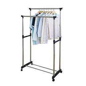 Mua Giàn phơi quần áo thông minh 2 tầng inox dễ dàng treo quần áo trong nhà  ngoài trời  bên dưới có kệ để giày dép  đồ dùng cá nhân tiện dụng