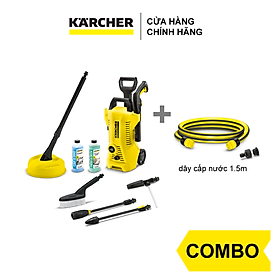 Combo Máy phun rửa áp lực cao Karcher K 2 Full Control Car & Home và dây cấp nước 1.5m