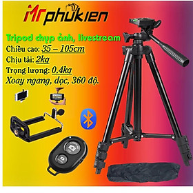 TRIPOD ĐIỆN THOẠI, MÁY ẢNH 105CM KÈM REMOTE BLUETOOTH CHỤP ẢNH TỪ XA MS100