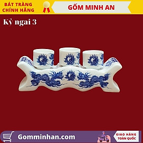 Mua Bộ Kỷ Thờ Ngai 3 chén vẽ Hoa Sen Vẽ Rồng Cao Cấp- Gốm Sứ Bát Tràng- Gốm Minh An