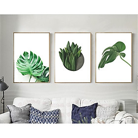 Mua Bộ 3 tranh canvas Lá cây nghệ thuật