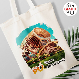 Túi canvas GIADO, túi vải bố, túi tote mẫu Nha Trang nhà hát Đó