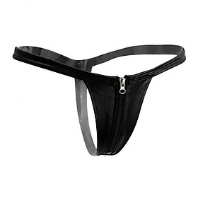 2xSexy Women Leather Zipper Open Front Thong Underwear G String T Back Black