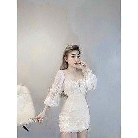 Đầm ren nhún hai lớp mặc hai kiểu sexy cho nàng đi chơi dạo phố dự tiệc 