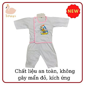 Đồ bộ trẻ em sơ sinh - màu trắng, họa tiết viền nhiều mẫu, thun 100% cotton mềm mịn, thoáng mát Shop TiVung chuyên quần áo trẻ em