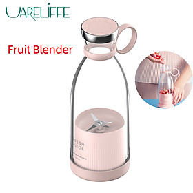 Uareliffe 380ML Electric Juicer Portable Wireless Mini USB Rechargeable Juice Cup Food Processor Waterproof Kitchen Mixer Double Blade Quick Juicing For Travel Home Use