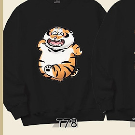 Áo Sweater cặp đôi Hổ Rồng dễ thương Mr.Buffalo - Áo hổ T78 - Đen