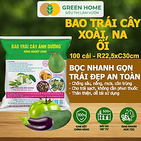 100 Túi Bọc Hoa Quả GreenHome, Ổi Bưởi Xoài Na Mướp (Có Nút Cài), Sử Dụng 3-5 Năm, Nhiều Kích Thước