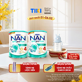 [Tặng Bình nước tuần lộc] Bộ 2 lon Sữa bột Nestlé NAN OPTIPRO PLUS 4 800g/lon với 5HMO Giúp tiêu hóa tốt + Tăng cường đề kháng - Bé 2-6 tuổi
