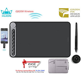 Mua Quà Tặng Kèm Trị Giá 399K - Bảng Vẽ Điện Tử HUION iQ620M Kết Nối Không Dây Wireless 2.4G(hỗ trợ Android và máy tính) - Hàng Chính Hãng Huionl Dial Q620M Graphic Drawing Tablet 266PPS Wireless Connection Digital Pen Tablet with Dial for PC and Android