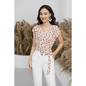 Áo sơ mi nữ công sở họa tiết hoa LUPERI LFSM1161 eo thắt dây hoa xinh xắn, cá tính, siêu sang